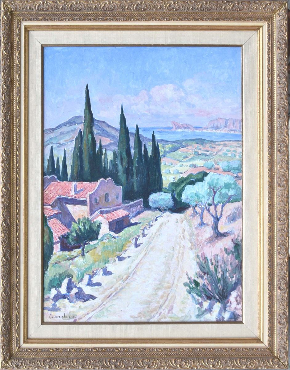 Jean-pierre Julien "the Eagle's Beak At La Ciotat" Oil On Cardboard 64x48